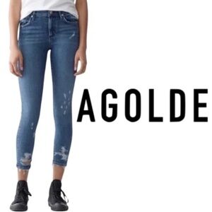 AGOLDE Sophie Hi Rise Skinny Crop Distressed Jeans - Size 28
